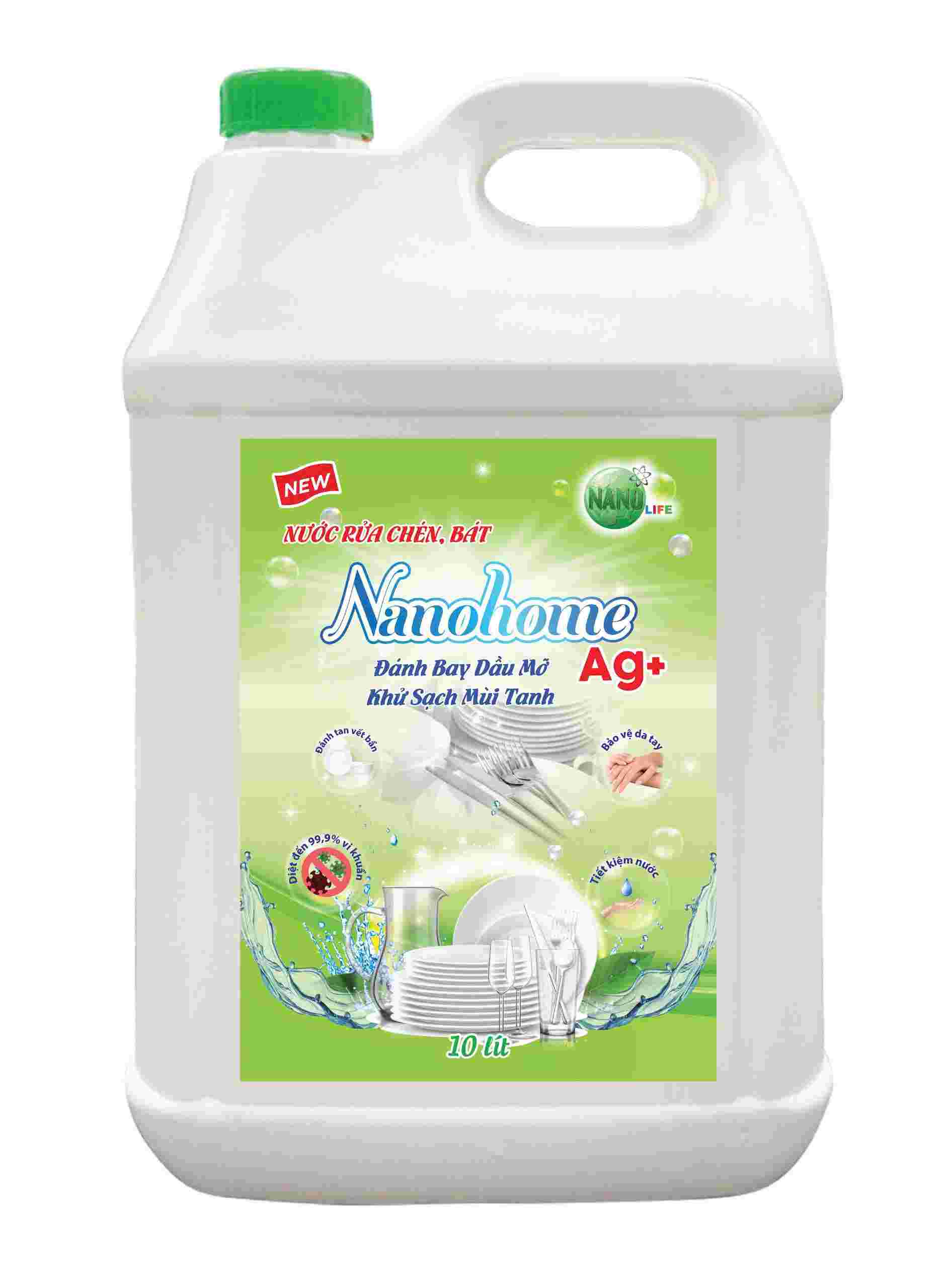 Nước rửa chén, bát Nanohome Ag+  10 Lít
